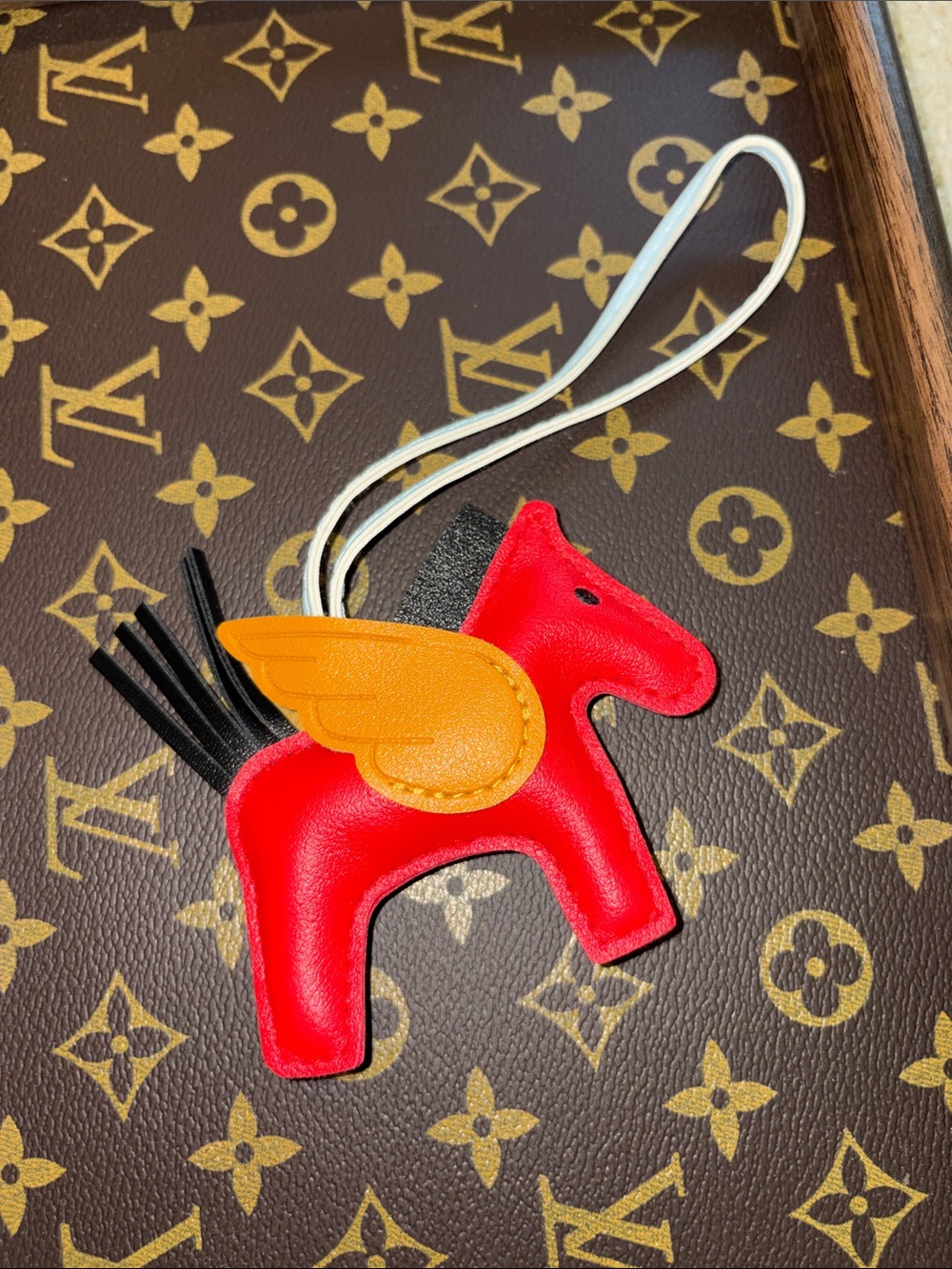 Designer-Inspired Red Pegasus Bag Charm with Wings - Picture 2 of 3